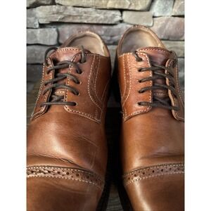 Johnson & Murphy Men's Brown Leather  Lace-Up Dress Shoes Size 9M Soft Padding